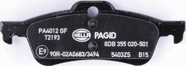 HELLA PAGID 8DB 355 020-501 - Гальмівні колодки, дискові гальма autozip.com.ua