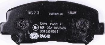 HELLA PAGID 8DB 355 020-511 - Гальмівні колодки, дискові гальма autozip.com.ua