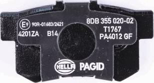 HELLA PAGID 8DB 355 020-021 - Гальмівні колодки, дискові гальма autozip.com.ua