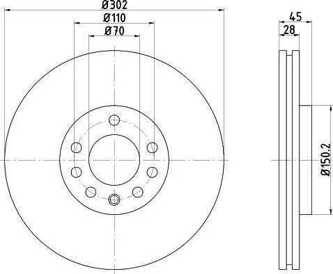 HELLA PAGID 8DD 355 109-171 - Гальмівний диск autozip.com.ua