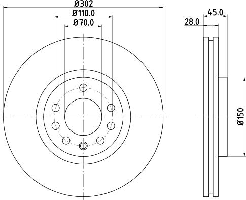 HELLA PAGID 8DD 355 109-172 - Гальмівний диск autozip.com.ua