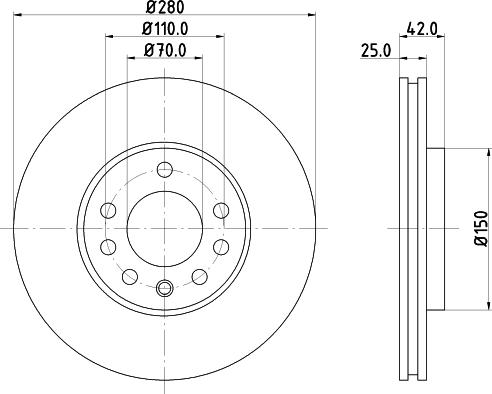 HELLA PAGID 8DD 355 106-071 - Диск гальмівний перед. Opel Astra G 98- autozip.com.ua