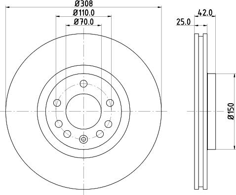 HELLA PAGID 8DD 355 108-231 - Гальмівний диск autozip.com.ua