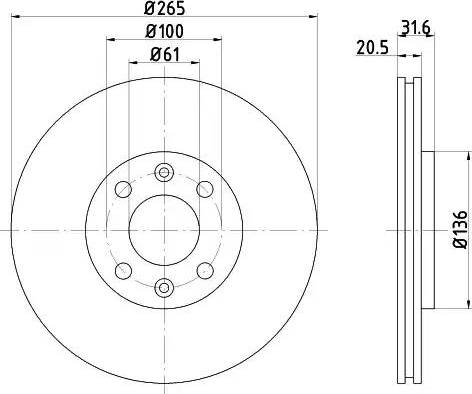 HELLA PAGID 8DD 355 102-141 - Гальмівний диск autozip.com.ua