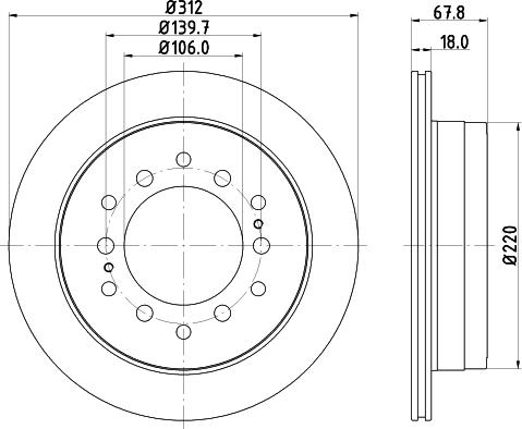 HELLA PAGID 8DD 355 114-861 - Диск гальмівний зад. Toyota Land Cruiser 96- autozip.com.ua