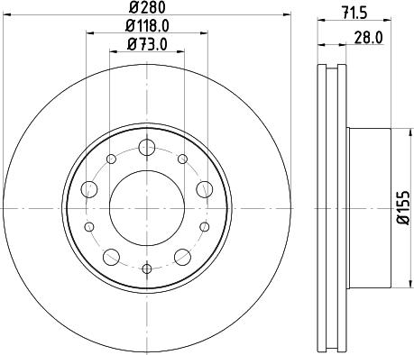 HELLA PAGID 8DD 355 122-691 - Гальмівний диск autozip.com.ua