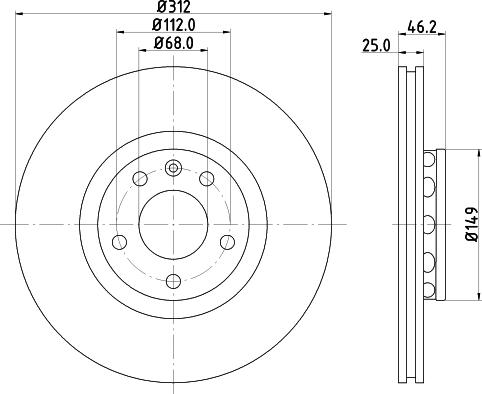 HELLA PAGID 8DD 355 127-571 - Гальмівний диск autozip.com.ua