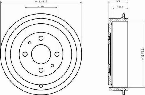 HELLA PAGID 8DT355300301 - Гальмівний барабан autozip.com.ua