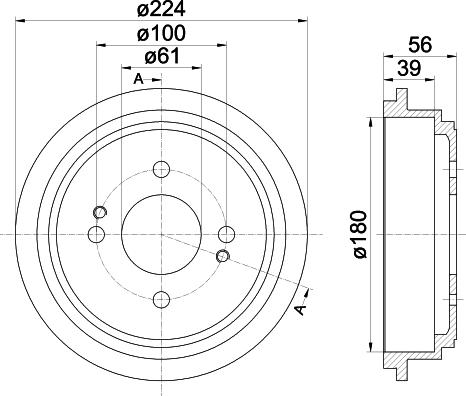 HELLA PAGID 8DT 355 300-711 - Гальмівний барабан autozip.com.ua