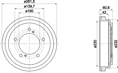 HELLA PAGID 8DT 355 301-951 - Гальмівний барабан autozip.com.ua