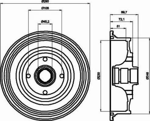 HELLA PAGID 8DT 355 301-601 - Гальмівний барабан autozip.com.ua