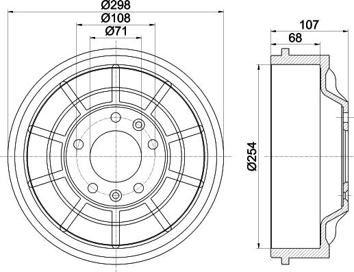 HELLA 8DT 355 301-021 - Гальмівний барабан autozip.com.ua