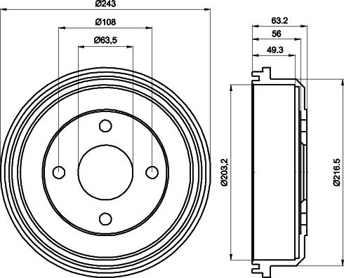 HELLA PAGID 8DT 355 301-291 - Гальмівний барабан autozip.com.ua