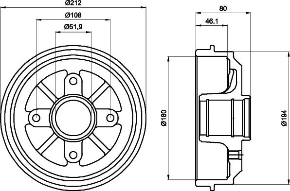 HELLA PAGID 8DT 355 301-281 - Гальмівний барабан autozip.com.ua