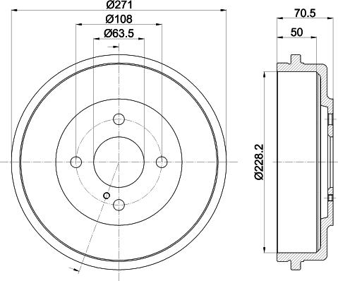 HELLA PAGID 8DT 355 303-191 - Гальмівний барабан autozip.com.ua