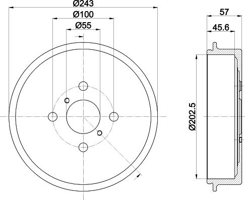 HELLA PAGID 8DT 355 303-161 - Гальмівний барабан autozip.com.ua