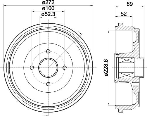 HELLA PAGID 8DT 355 303-111 - Гальмівний барабан autozip.com.ua