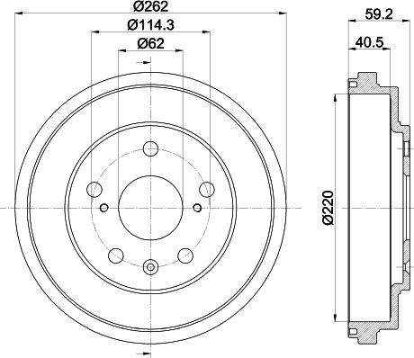 HELLA PAGID 8DT 355 303-391 - Гальмівний барабан autozip.com.ua