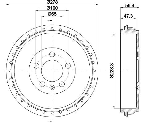 HELLA PAGID 8DT355303251 - Гальмівний барабан autozip.com.ua