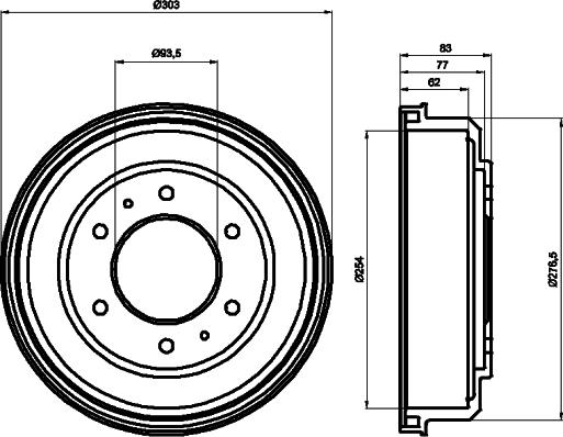 HELLA PAGID 8DT 355 302-291 - Гальмівний барабан autozip.com.ua