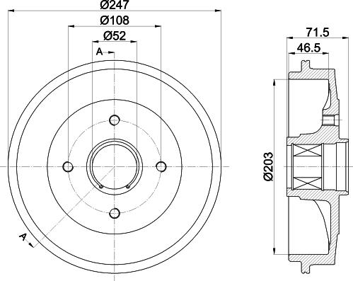 HELLA PAGID 8DT 355 302-791 - Гальмівний барабан autozip.com.ua