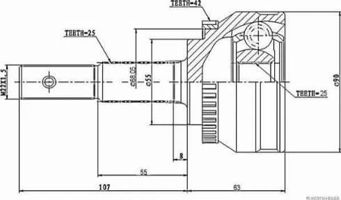 Herth+Buss Jakoparts J2821125 - Шарнірний комплект, ШРУС, приводний вал autozip.com.ua