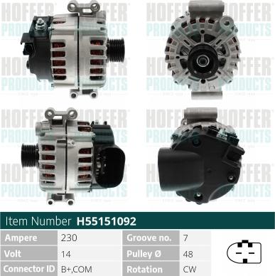 Hoffer H55151092 - Генератор autozip.com.ua