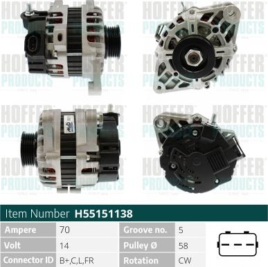 Hoffer H55151138 - Генератор autozip.com.ua