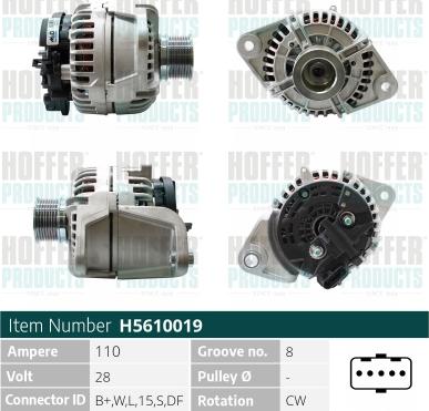 Hoffer H5610019 - Генератор autozip.com.ua