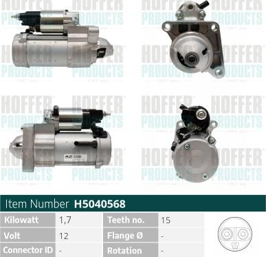 Hoffer H5040568 - Стартер autozip.com.ua