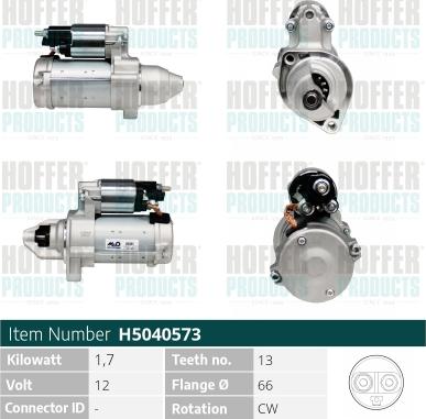 Hoffer H5040573 - Стартер autozip.com.ua
