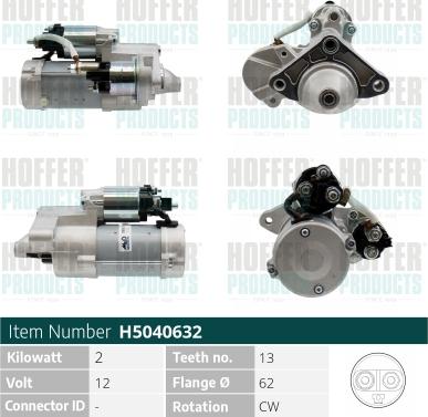 Hoffer H5040632 - Стартер autozip.com.ua