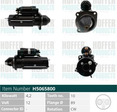Hoffer H5065800 - Стартер autozip.com.ua