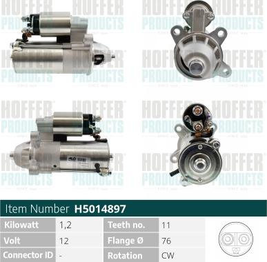 Hoffer H5014897 - Стартер autozip.com.ua