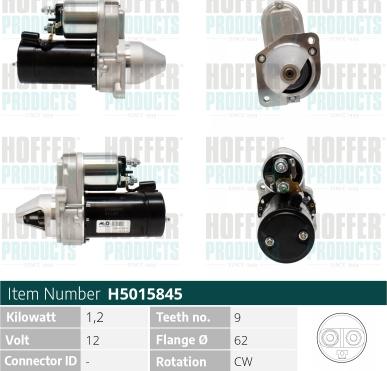Hoffer H5015845 - Стартер autozip.com.ua