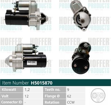 Hoffer H5015870 - Стартер autozip.com.ua