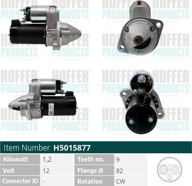 Hoffer H5015877 - Стартер autozip.com.ua