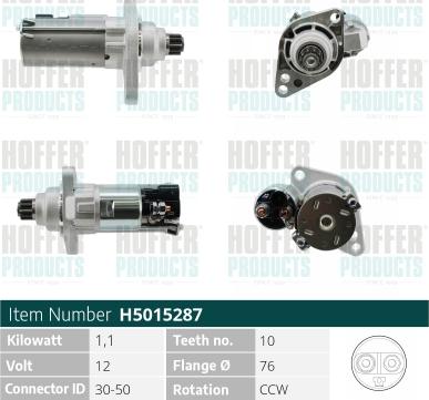 Hoffer H5015287 - Стартер autozip.com.ua