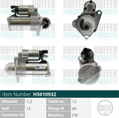 Hoffer H5010932 - Стартер autozip.com.ua