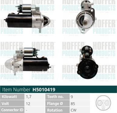 Hoffer H5010419 - Стартер autozip.com.ua