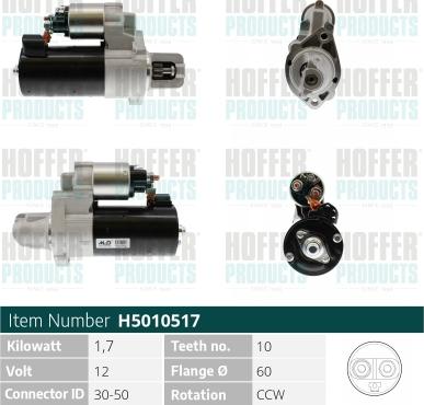 Hoffer H5010517 - Стартер autozip.com.ua