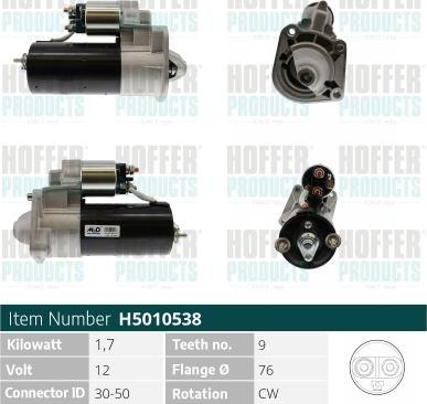 Hoffer H5010538 - Стартер autozip.com.ua