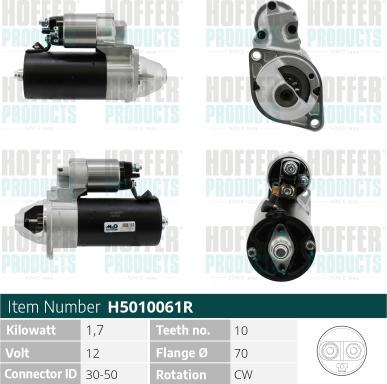 Hoffer H5010061R - Стартер autozip.com.ua