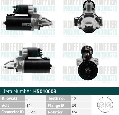 Hoffer H5010003G - Стартер autozip.com.ua
