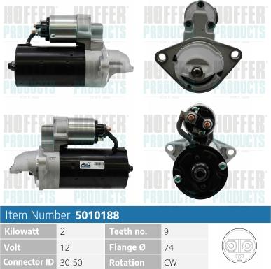 Hoffer H5010188 - Стартер autozip.com.ua