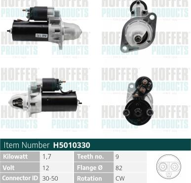 Hoffer H5010330 - Стартер autozip.com.ua