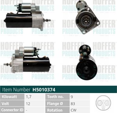 Hoffer H5010374 - Стартер autozip.com.ua