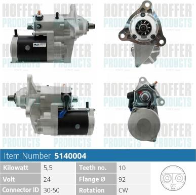 Hoffer H5140004 - Стартер autozip.com.ua