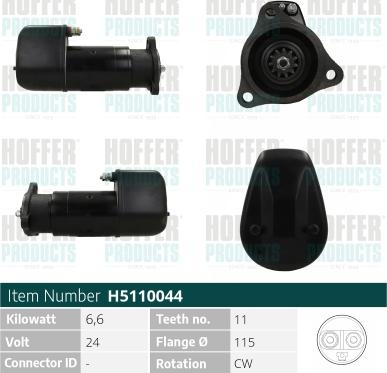 Hoffer H5110044 - Стартер autozip.com.ua