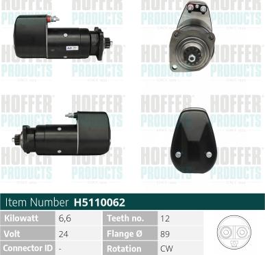 Hoffer H5110062 - Стартер autozip.com.ua